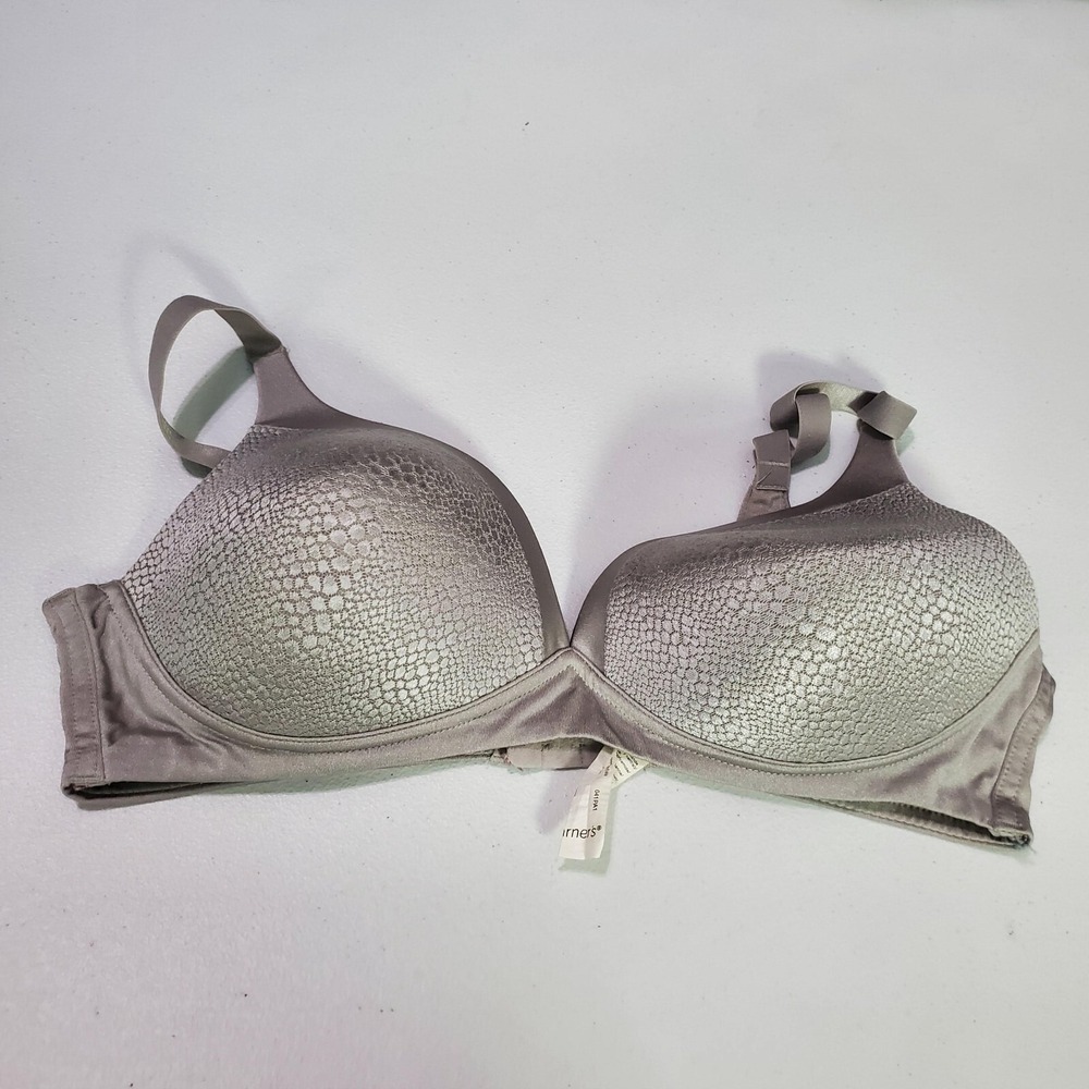 Warners Women Bra 38C Gray Snake Lace Wireless Lightly Lined Bralette